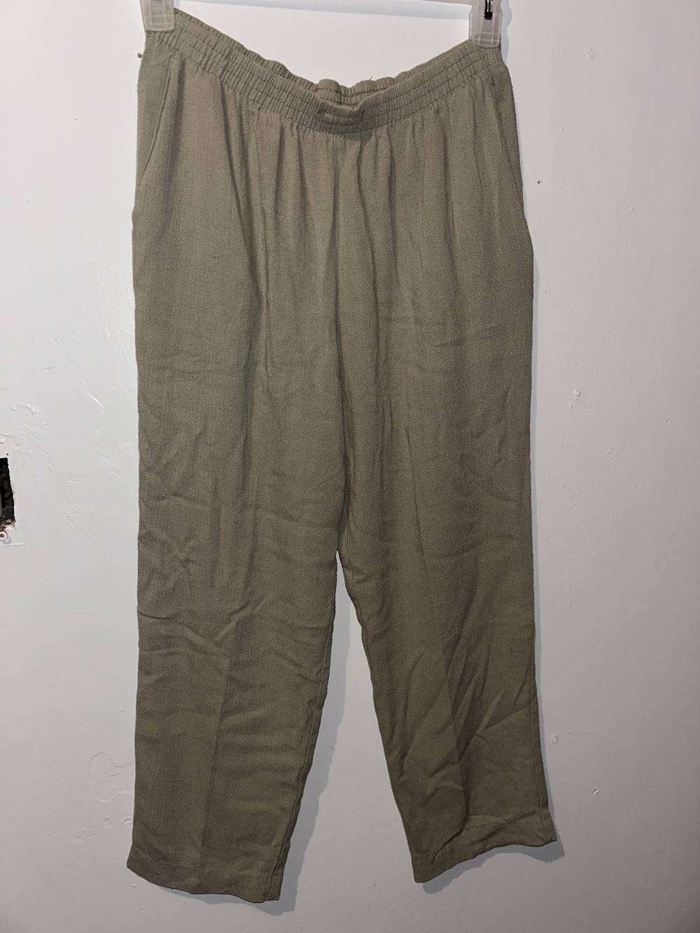 Alfred Dunner Olive-Green Elastic Waist Casual Trousers